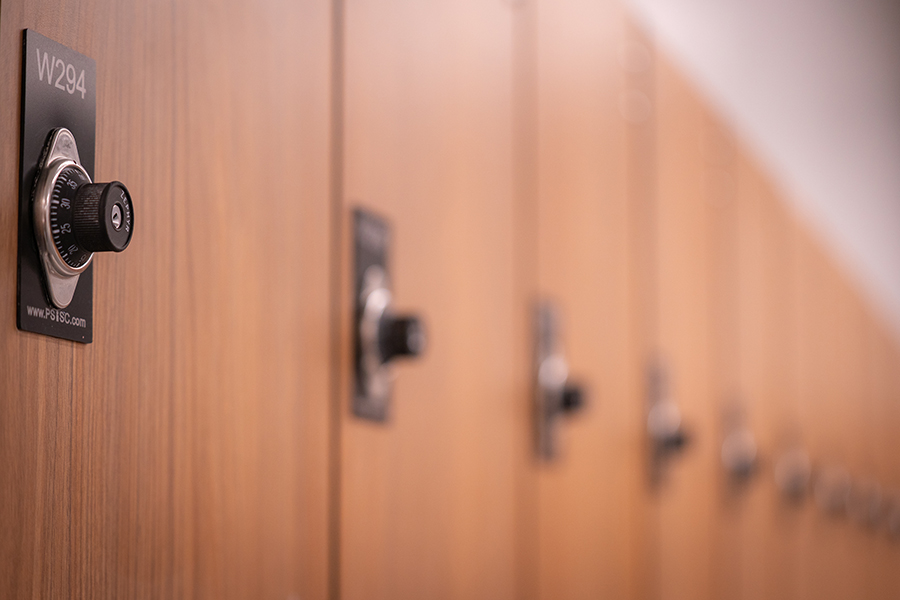 A photo of a bank of lockers at the Nicholas Recreation Center