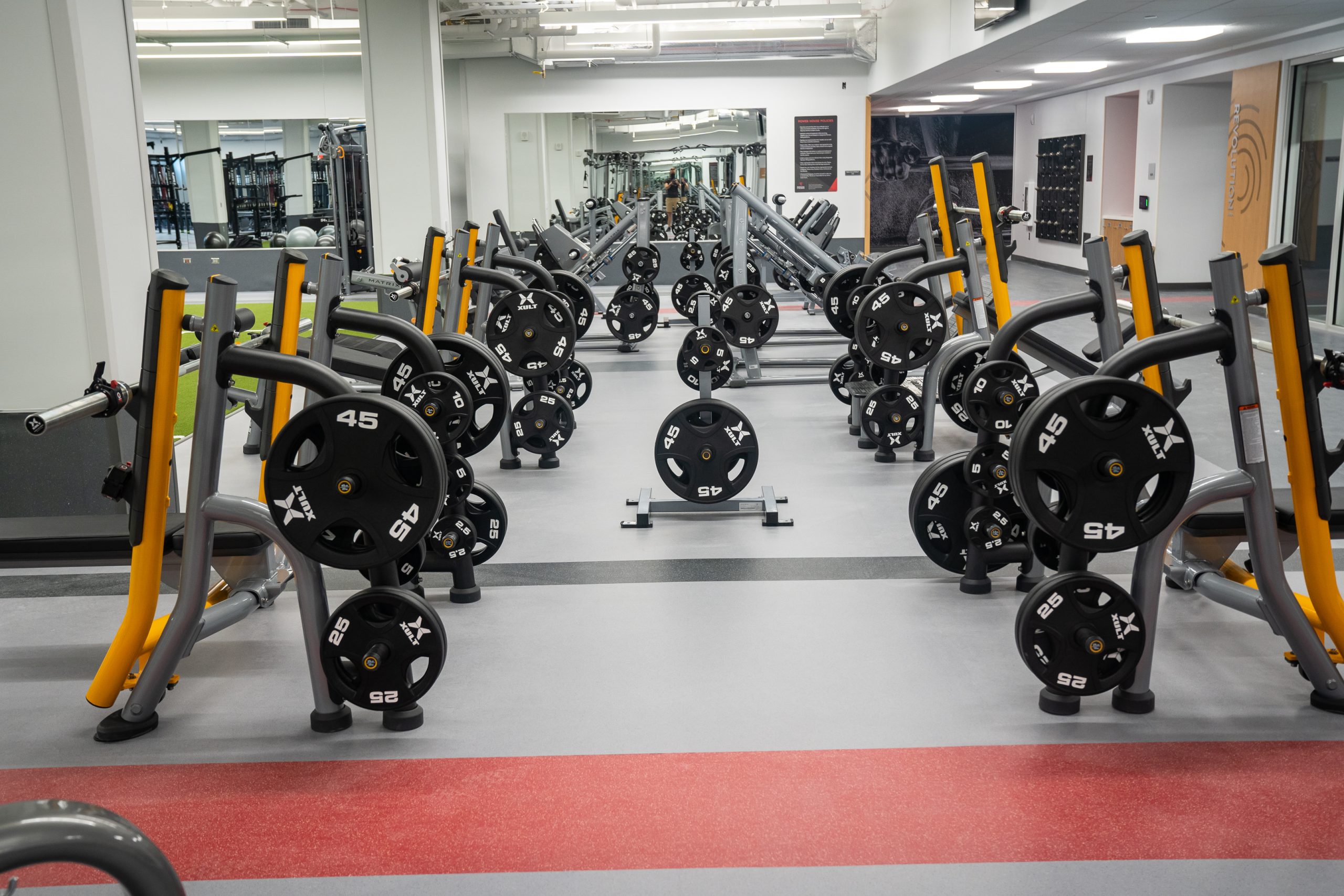 A photo of strength and cardio equipment in the Nicholas Recreation Center.