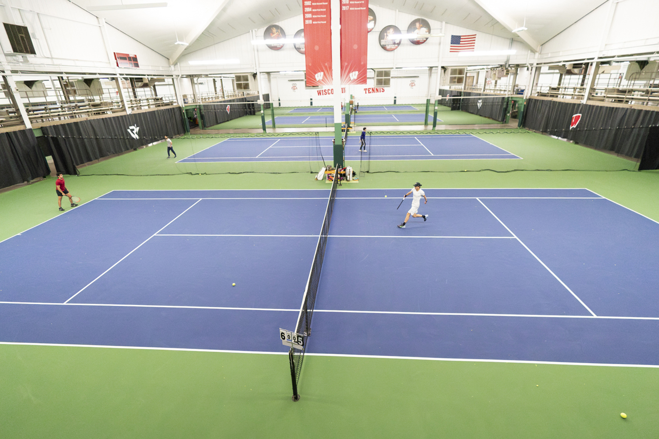 A photo of a tennis ball on a tennis court