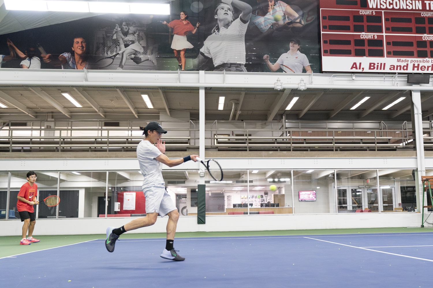 A photo of a tennis court at Nielsen Tennis Stadium.