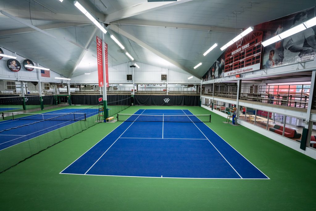 Photo of indoor court at Nielsen Tennis Stadium.