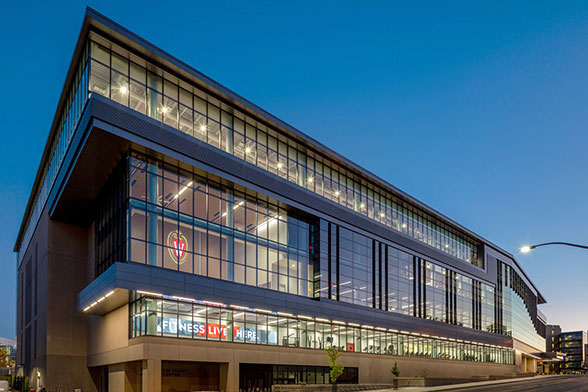 Exterior photo of the Nick at dusk.