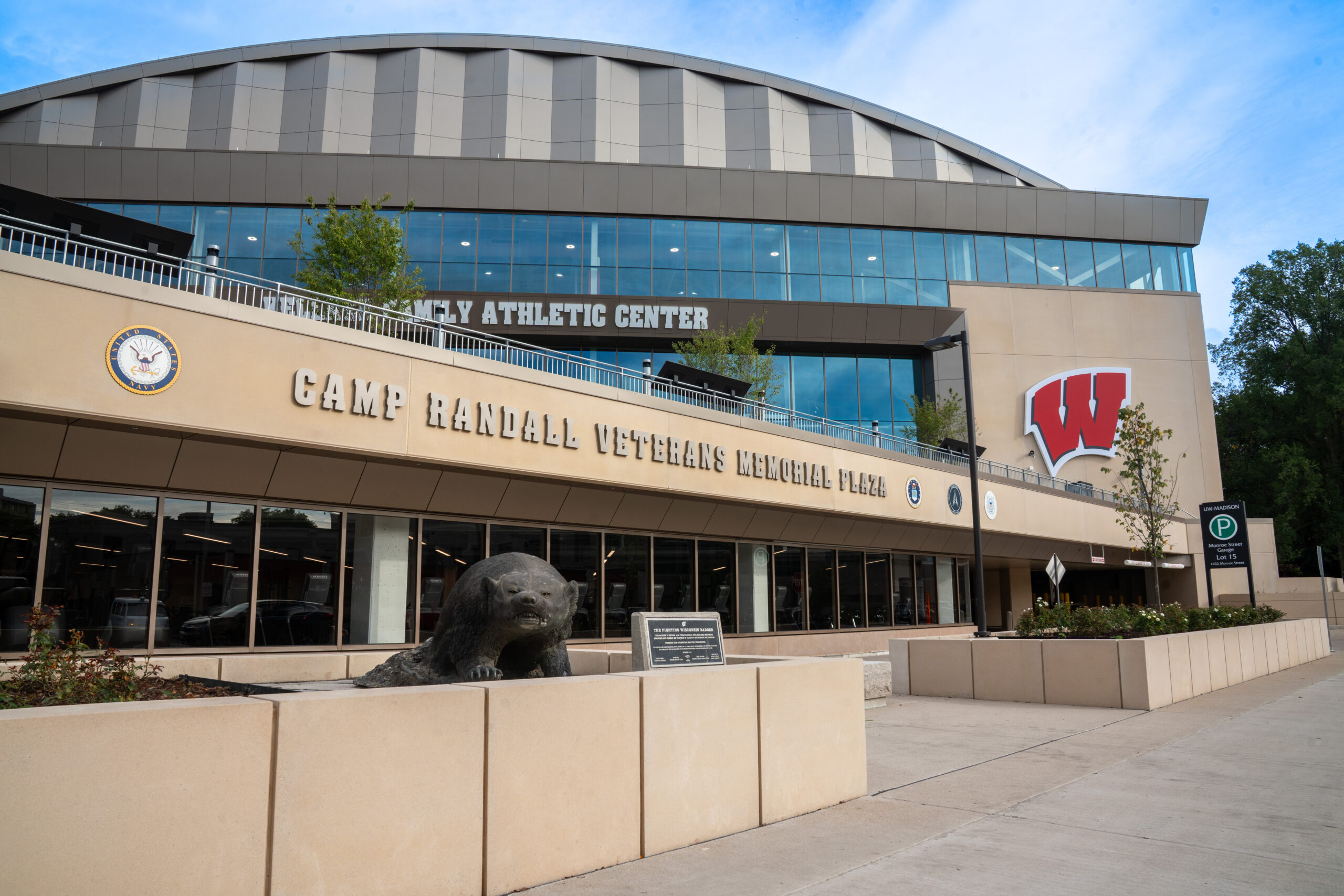 The exterior of the Kellner Family Athletic Center, home of the new Camp Randall Fitness Center.